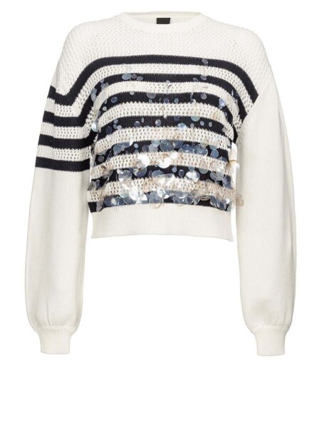 Mesh striped sweater with sequins - 1
