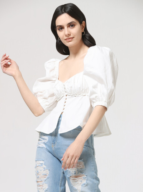 Poplin top with buttons - 6