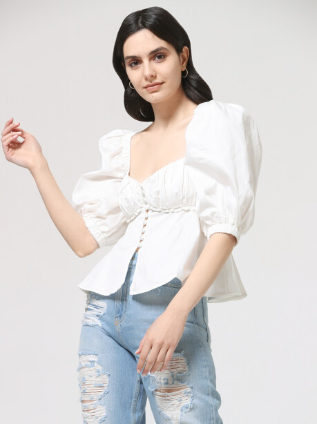 Poplin top with buttons - 6