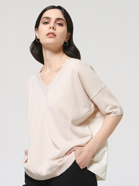 Blusa scollo a V in cotone - 3