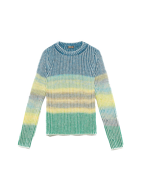 Pullover girocollo a maglia inglese multicolor - 1