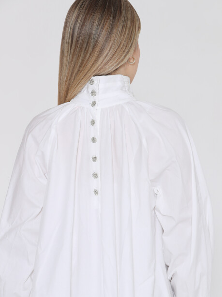 Organic cotton shirt dress with jewel buttons - 6