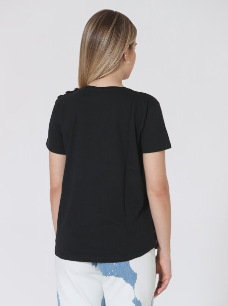 T-shirt con applicazione gioiello sulla spalla - 5