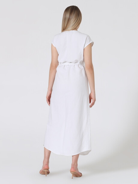 Long linen dress with crossover - 4
