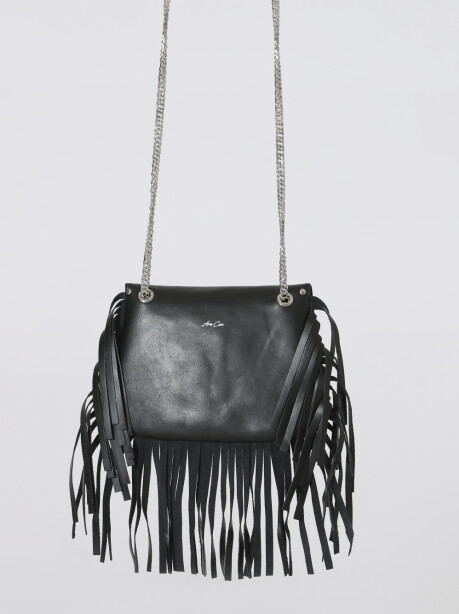 Black bag with fringes and double buckle - 2