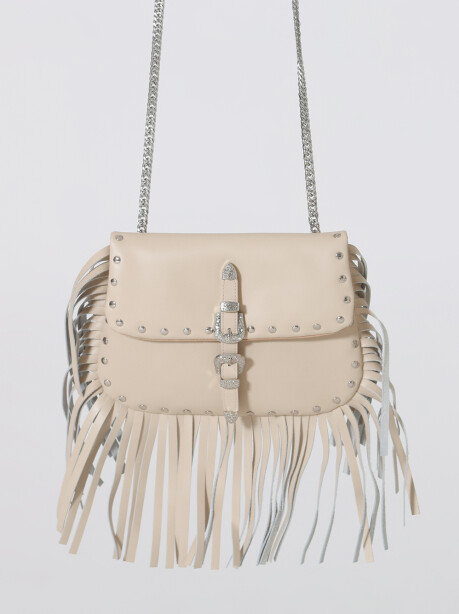 Ivory bag with fringes and double buckle - 5