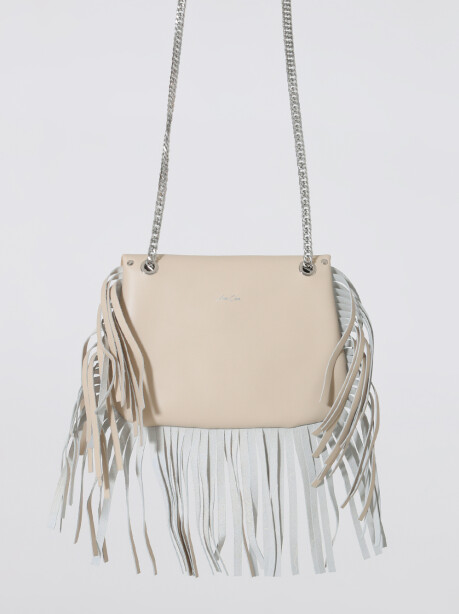 Ivory bag with fringes and double buckle - 2