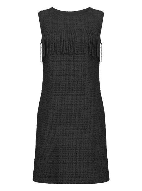 Tweed sheath dress with fringes - 1