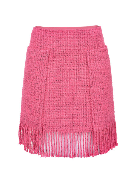 Tweed mini skirt with fringes - 1