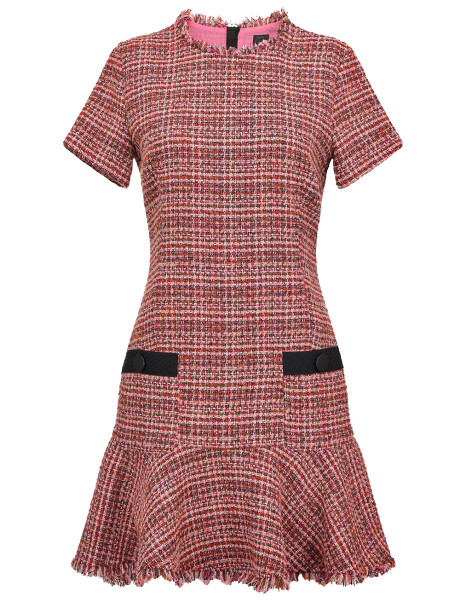 Short patterned bouclé dress - 1