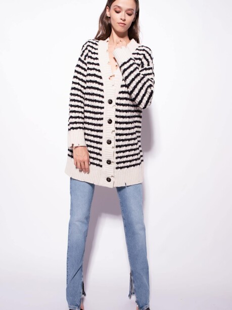 Striped knit cardigan - 3