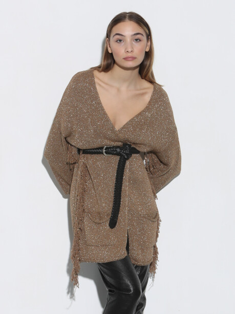 Cardigan in lurex con frange - 4