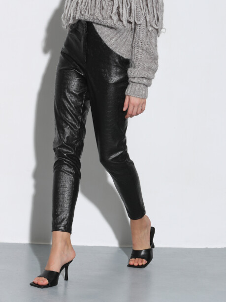 Croco print faux leather trousers - 6