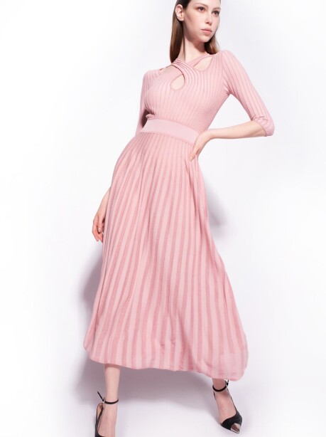 Two-tone knit midi dress - 3