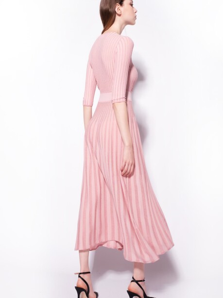 Two-tone knit midi dress - 4