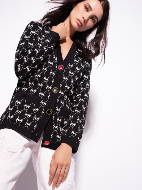 Monogram cardigan with jewel buttons - 3