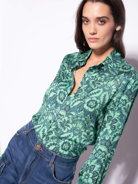 Camicia jacquard stampa a fiori - 4