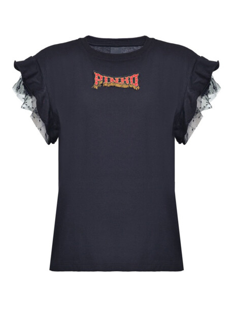 T-shirt with logo and tulle sleeves - 1