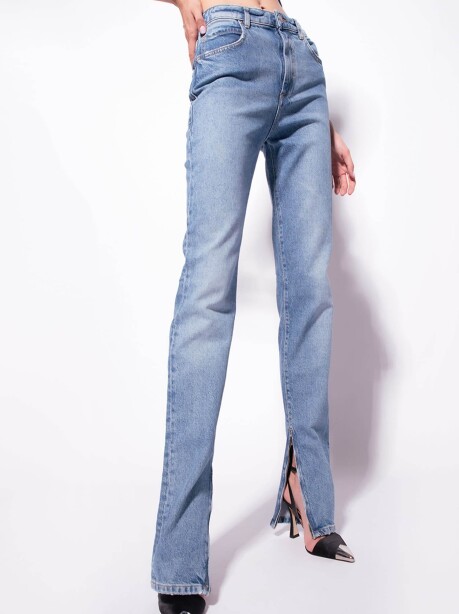 Jeans flare con zip sul fondo - 4