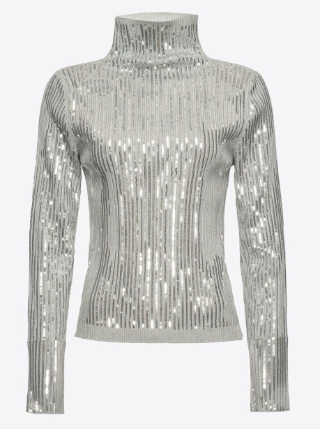 Ribbed turtleneck with sequin applications - 2