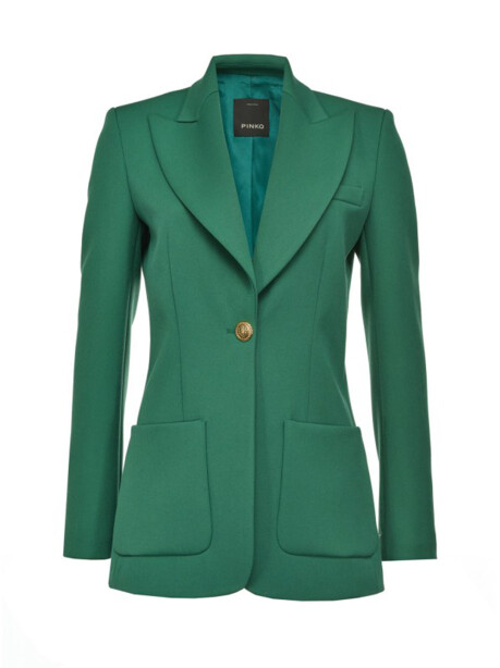 Blazer lungo con bottone gioiello - 1