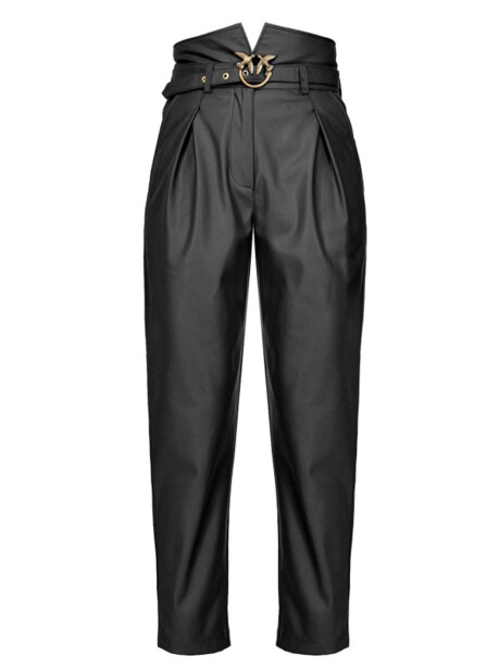 Pantaloni in similpelle con fibbia - 4