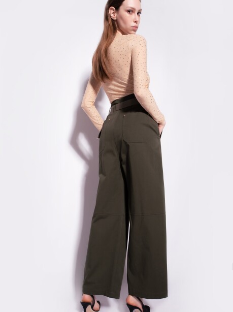 Pantaloni wide leg con cintura - 5