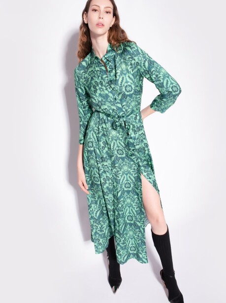 Long shirt dress with floral print - 4