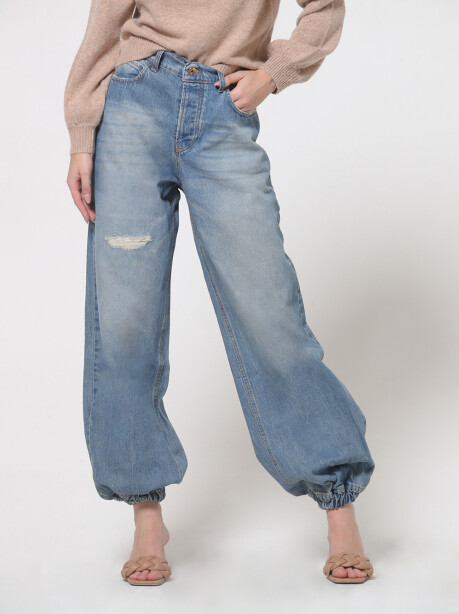 Jeans con elastico al fondo - 1