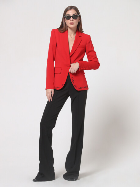 Blazer monopetto con ricamo - 6