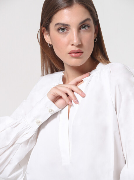 Poplin V-neck blouse - 5