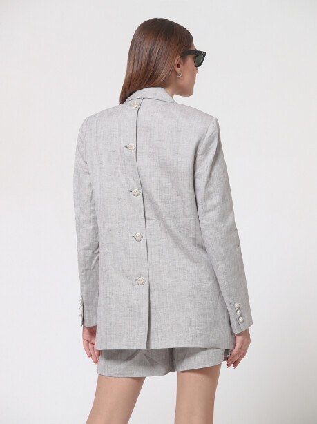 Herringbone blazer with jewel buttons on the back - 3