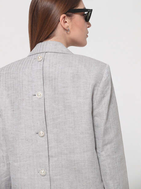 Herringbone blazer with jewel buttons on the back - 6