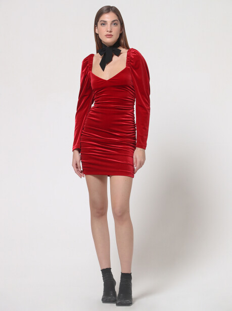 Short velvet effect dress - 3