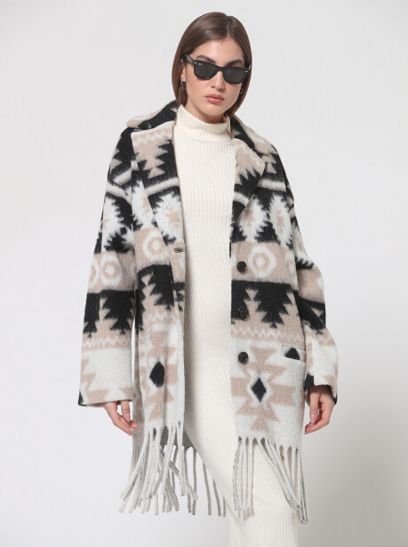 Cappotto con frange fantasia etnica - 5