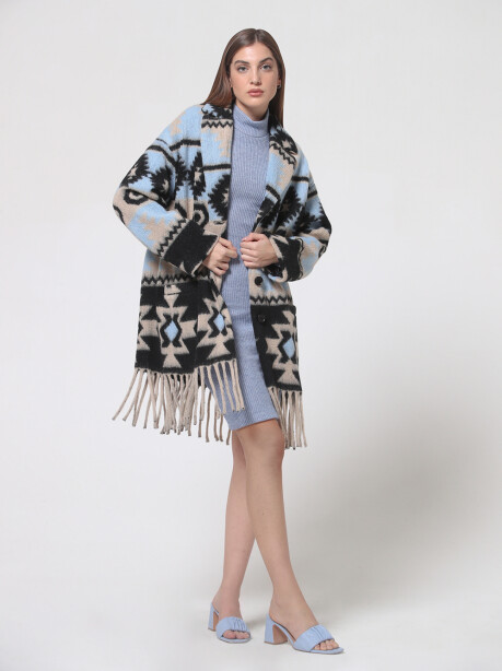 Cappotto con frange fantasia etnica - 3