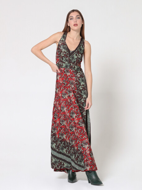 Long ethnic patterned dress in Indian silk - 4