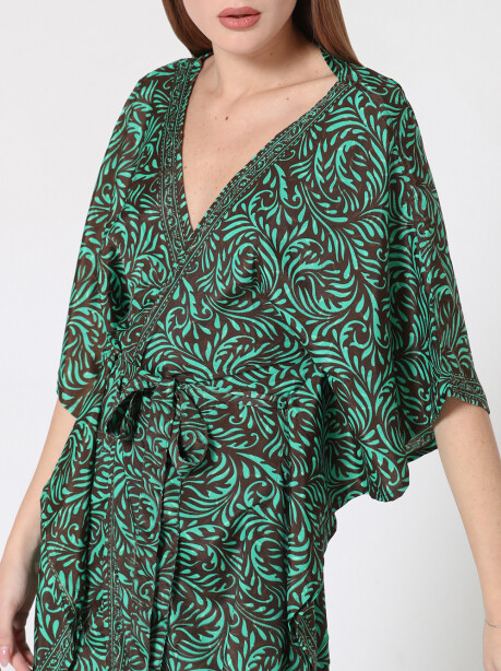 Ethnic patterned kimono in Indian silk - 6
