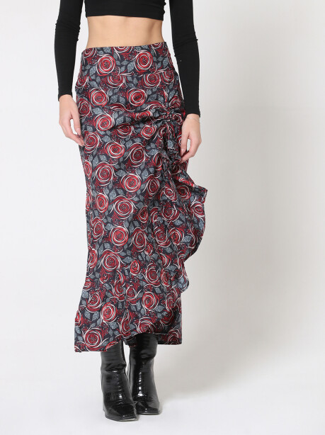 Asymmetrical gypsy skirt with ethnic pattern - 4