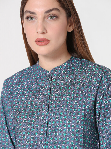 Mandarin collar shirt with ethnic pattern - 5