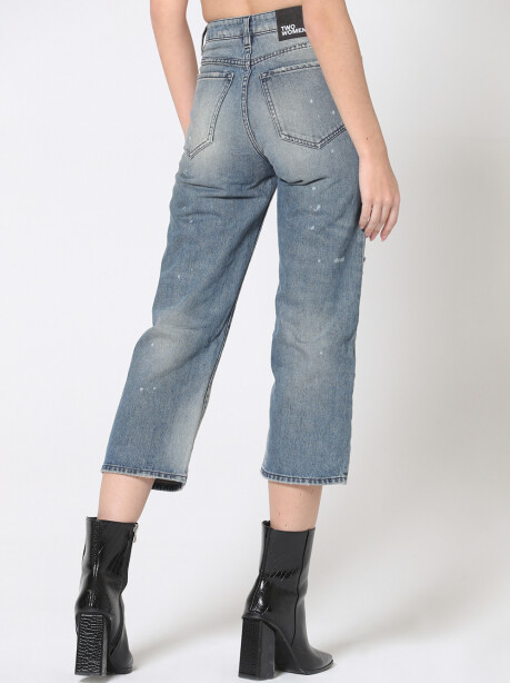 Jeans modello straight leg a vita alta - 2