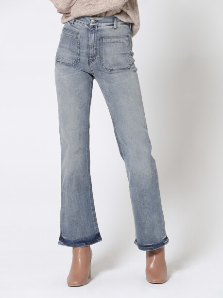 Wide leg jeans with front pockets decoration - 4