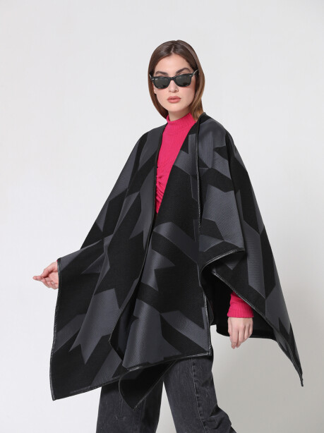 Maxi houndstooth patterned cape - 4
