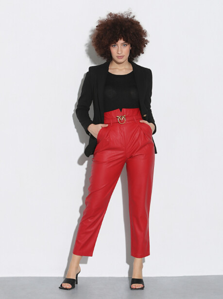 Pantaloni in similpelle con fibbia - 3