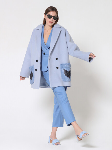 Oversize coat with bicolor pockets - 3