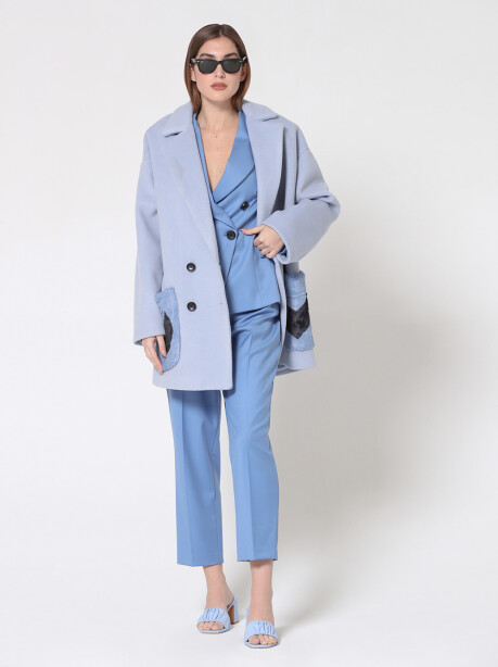 Oversize coat with bicolor pockets - 4