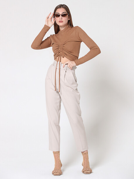 Pantaloni cigarette-fit con cintura - 3