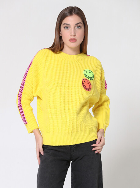 Pullover in lana con doppia emoticon - 4