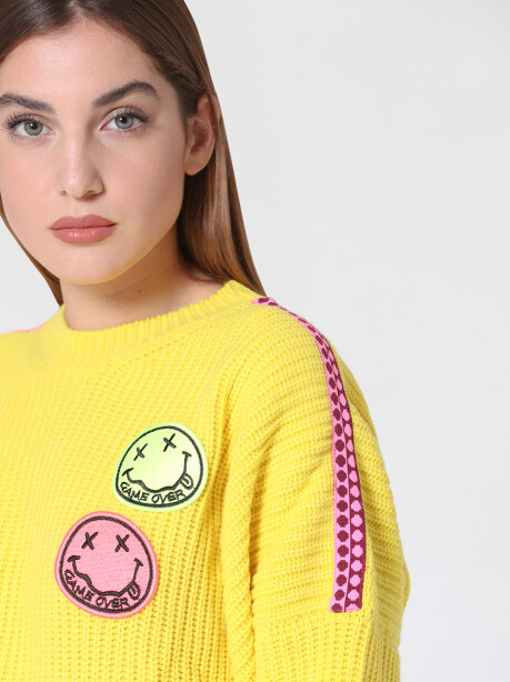 Pullover in lana con doppia emoticon - 5