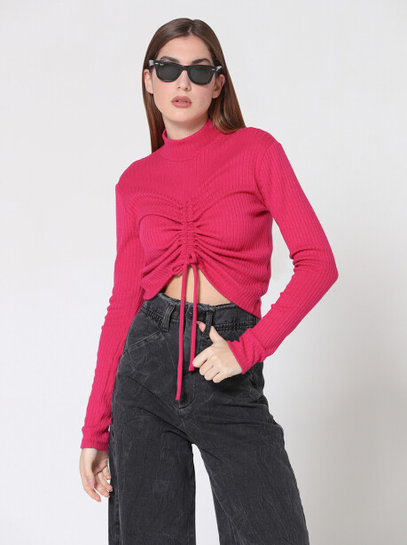 Maglia crop con stringa - 3